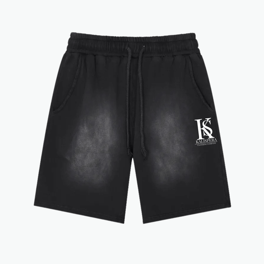 Short évasé noir Kalispera de la collection ORIGIN, confectionné en coton épais avec une coupe loose et artisanale.