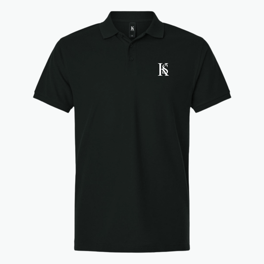 Polo brodé noir avec logo 'KS' sur la poitrine - Kalispera Collection ORIGIN, chic urbain.